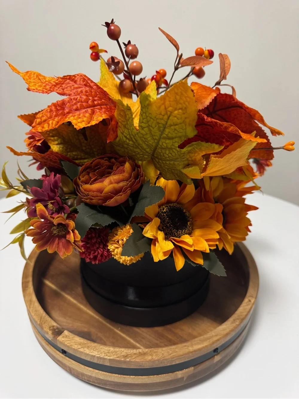 Autumn Harvest Sunflower & Pumpkin Floral Arrangement - Orange